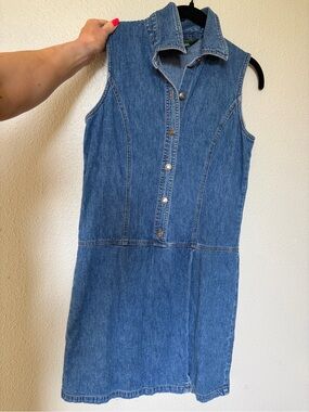 Bushwacker Vintage Sleeveless Denim Shirt Dress - Blue